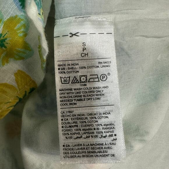 Old Navy Small Off-Shoulder 3/4 Dress Green/Blue Floral Birds Resort Summer Cute - Picture 10 of 11